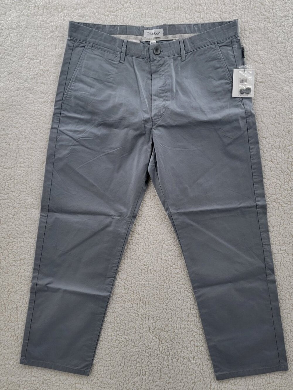 Calvin Klein Mens Chino Casual Pants, Grey, 36W X 29L